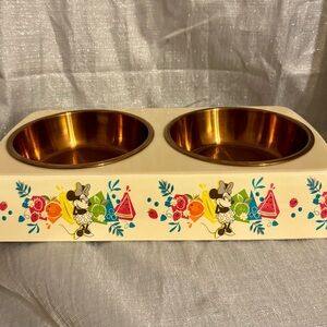 Disney Minnie Mouse Double Removable Metal Bowl Pet Food Water Dish Chewy